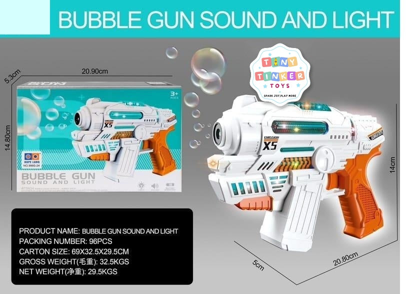 Bubble Gun with Sound and Light X5 Blaster - Tiny Tinker Toys