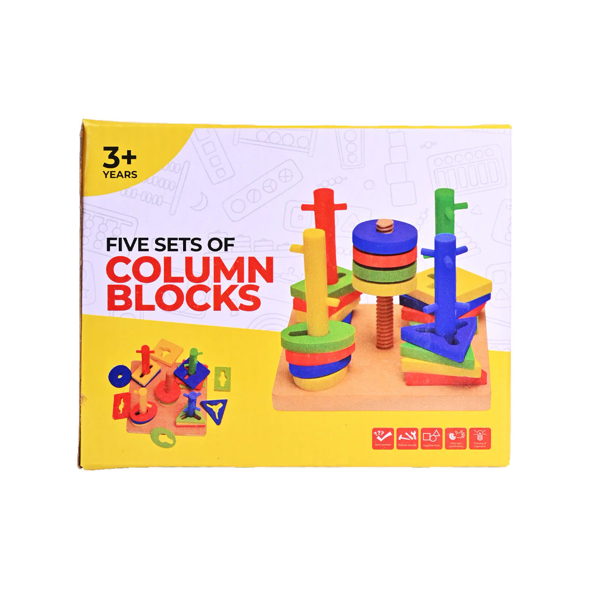 Five Sets of Column Blocks - Montessori Wooden Peg Boards - Tiny Tinker Toys