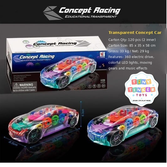 Concept Racing Transparent Gear Car with LED Lights - Tiny Tinker Toys