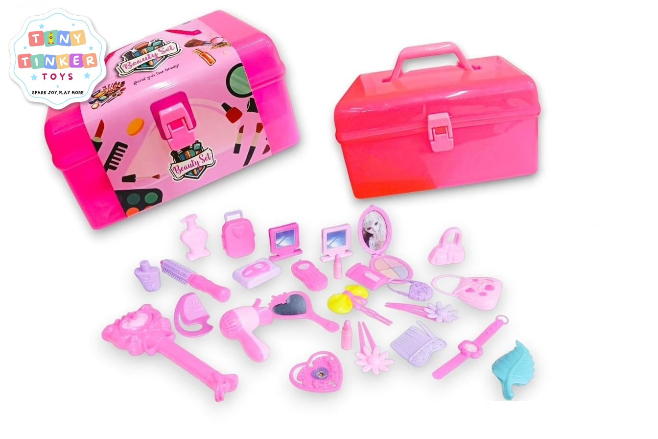 Girls Beauty Set Box with Carry Case - Tiny Tinker Toys