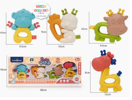 Baby Rattle Teethers 4 Pcs Animal Set - Tiny Tinker Toys