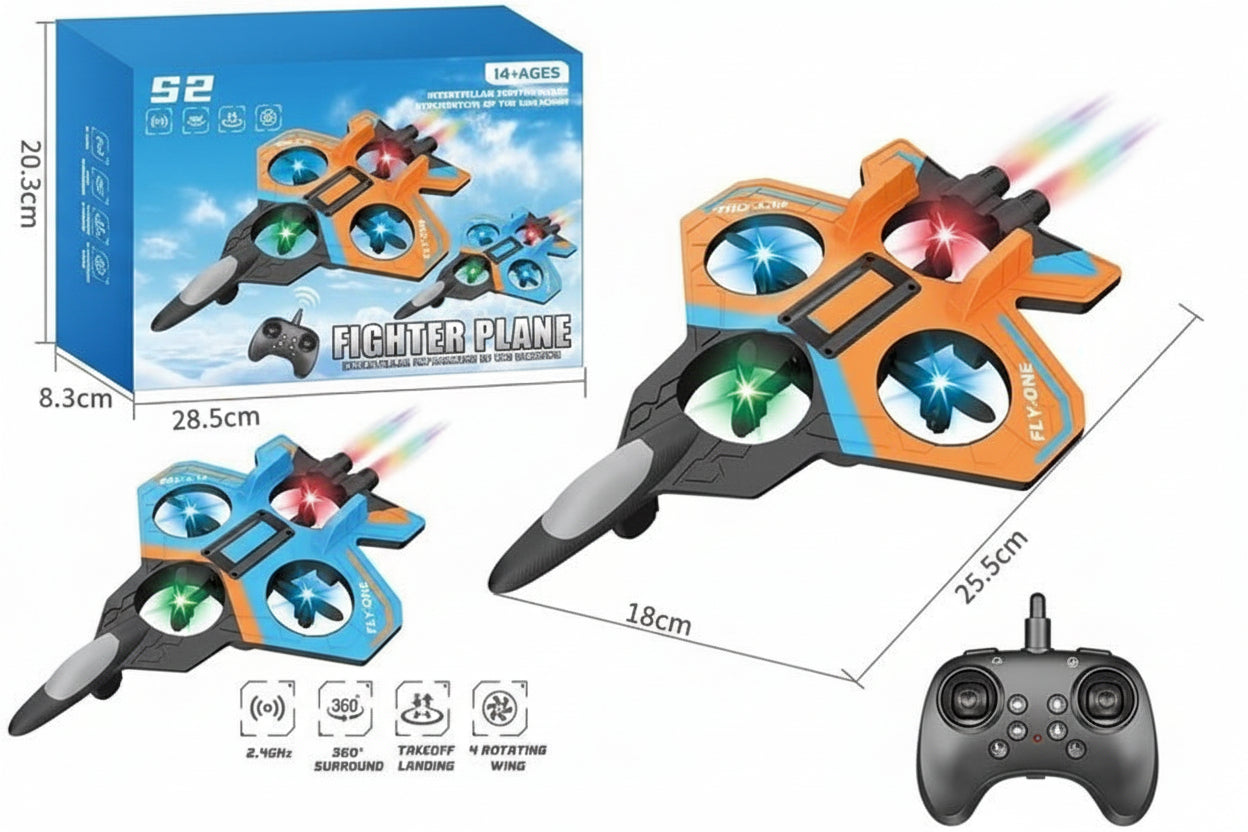 S2 Fighter Plane RC Drone Quadcopter with Remote - Tiny Tinker Toys
