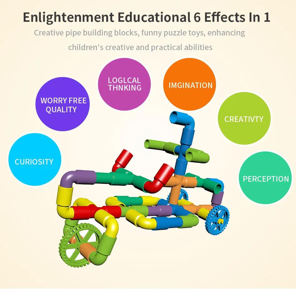 Block Education Pipe Blocks – Tube Building Blocks Construction Toy Pack