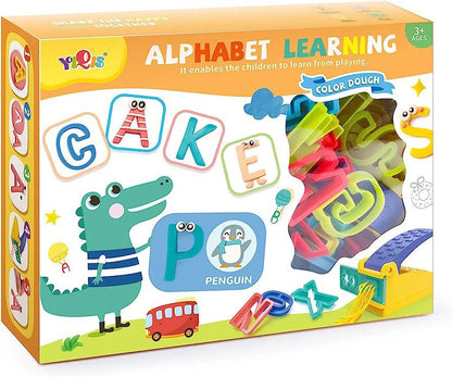 Alphabet Learning Dough Set – ABC Play Dough Kit with Letter Molds & Press