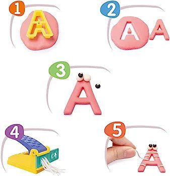 Alphabet Learning Dough Set – ABC Play Dough Kit with Letter Molds & Press