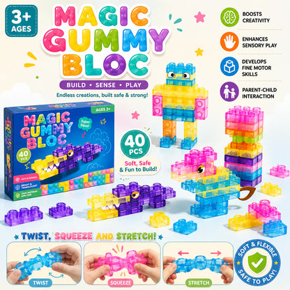 Magic Gummy Blocks 40 Pieces – Building Toy