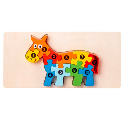 Wooden numbered animal shape puzzle for toddlers