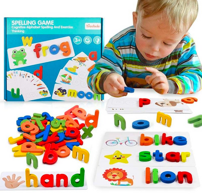 Alphabet letter tiles spelling toy