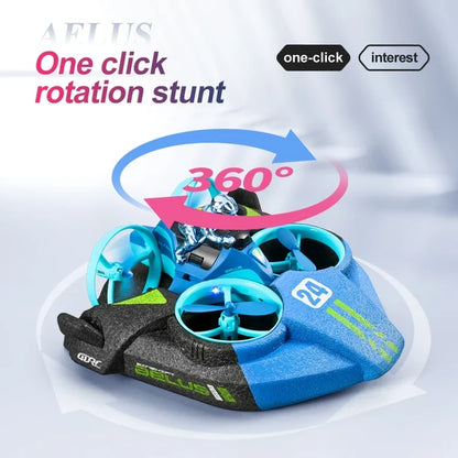 Remote control amphibious hovercraft toy