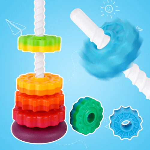 Rainbow Spin Tower Ball Drop Toy - Tiny Tinker Toys