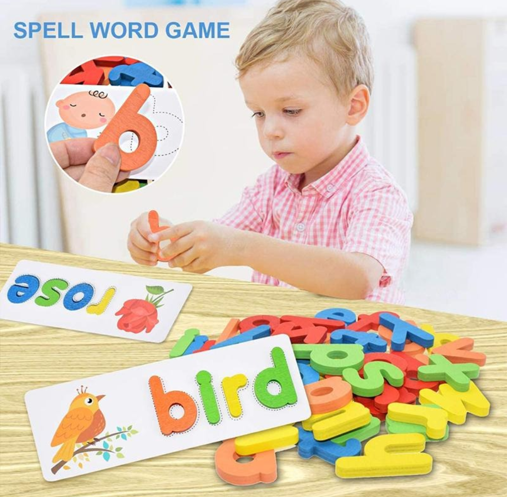 Cognitive spelling toy with animal word cards