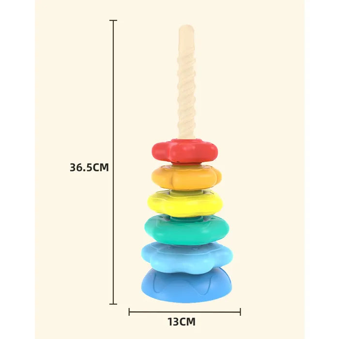 Rainbow rotation tower stacking toy for kids