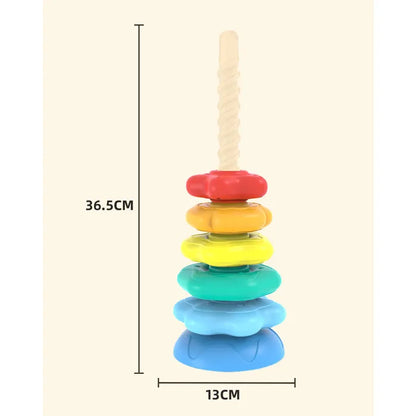 Rainbow rotation tower stacking toy for kids