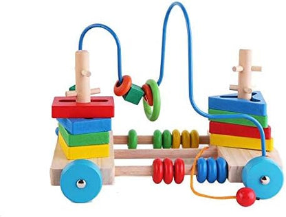 Trailer Around the Beads - Wooden Bead Maze Pull Toy - Tiny Tinker Toys