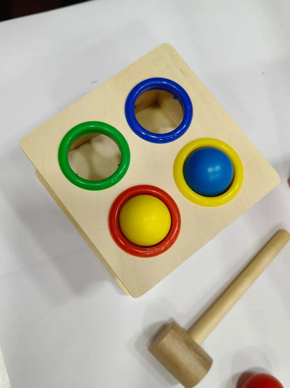 Wooden Ball Pounding Bench - Play Detail