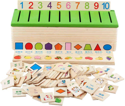 Knowledge Classification Box - Wooden Sorting Card Game - Tiny Tinker Toys