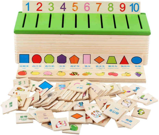 Knowledge Classification Box - Wooden Sorting Card Game - Tiny Tinker Toys