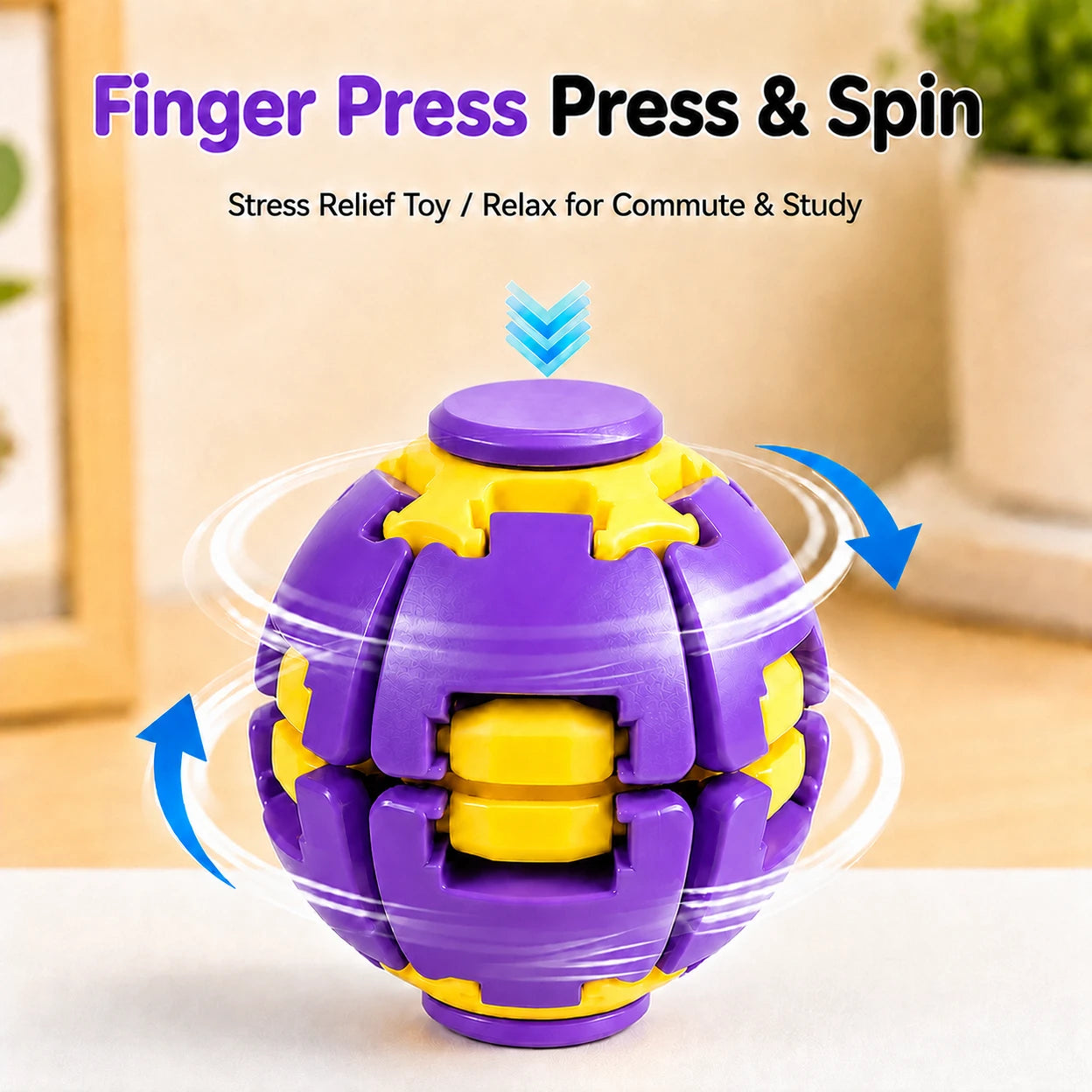 3D press and spin stress relief ball toy