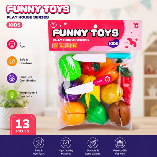 Fruit Cutting Set 13 Pieces - Pretend Play Toy - Tiny Tinker Toys