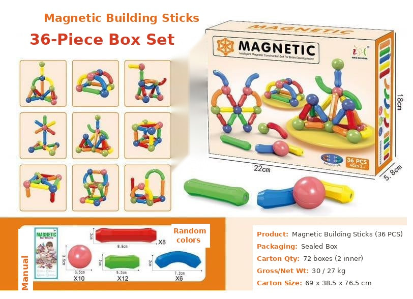 Magnetic Building Sticks 25 Pcs Set – STEM Educational Magnet Blocks Toy for Kids