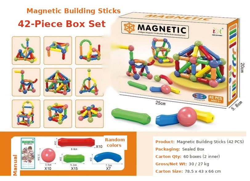 Magnetic Building Sticks 25 Pcs Set – STEM Educational Magnet Blocks Toy for Kids
