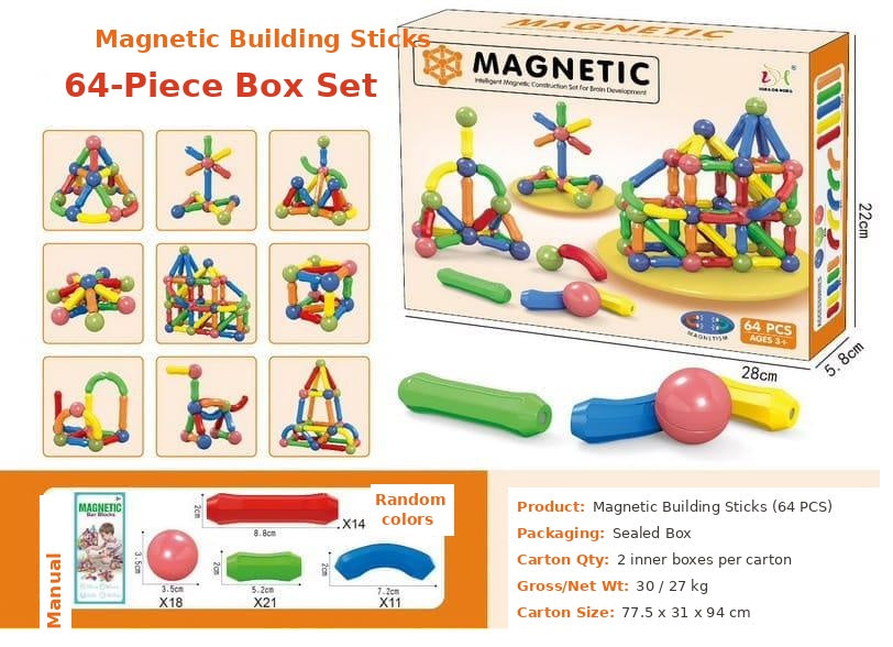 Magnetic Building Sticks 25 Pcs Set – STEM Educational Magnet Blocks Toy for Kids