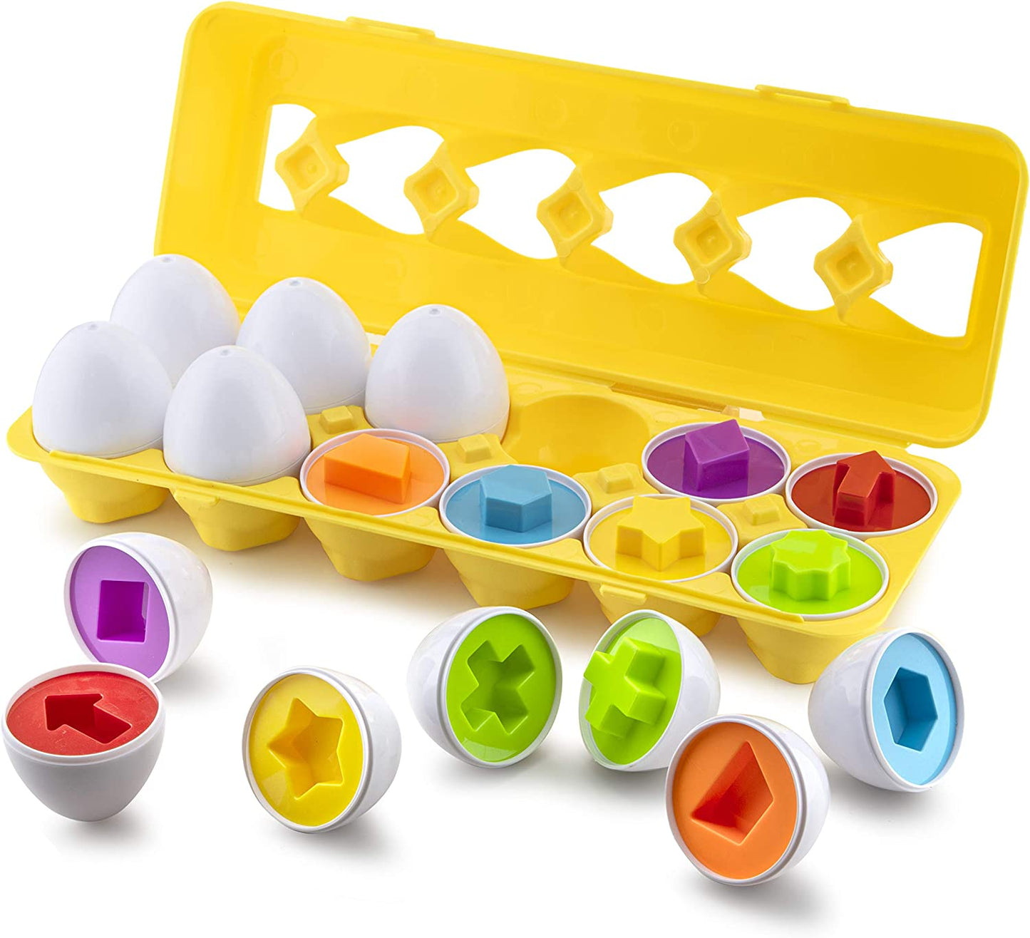 Shape and Color Matching Eggs 12 Pcs Set - Tiny Tinker Toys